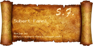 Subert Fanni névjegykártya